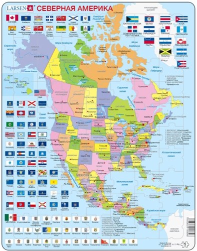 Larsen puzzel Noord-Amerika educatief frame 70 stukjes Russisch