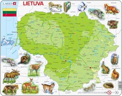 Larsen puzzel - fysieke kaart Litouwen - educatief speelgoed 60 stukjes