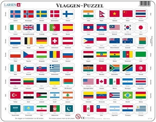 Larsen puzzel - educatieve vlaggen legpuzzel - 80 stukjes karton