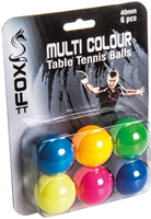 Fox TT balles de tennis de table - set coloré 40mm - 6 pièces
