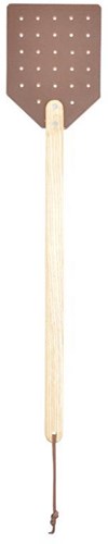 Esschert Design tapette à mouches cuir marron avec manche en bois 52 cm