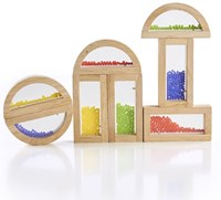 Guidecraft regenboog blokken kralen speelgoed - kleurrijke bouwstenen-2