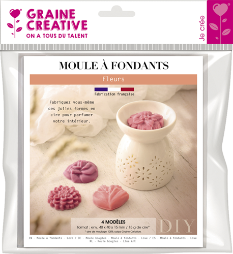 Graine Creative GC Geurblokjes Gietmal 4x4x1,5 cm Bloemen 4 stuks