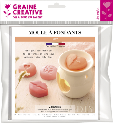 Graine Creative GC Geurblokjes Gietmal 4x4x1,5 cm Love 4 stuks