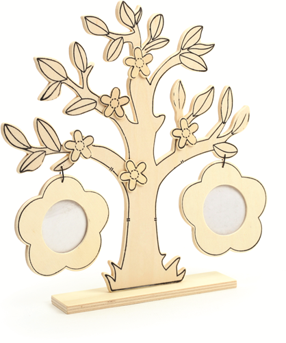Graine Creative GC Houten Fotolijst Boom Met Bloemen 22,5x23x0,5 cm