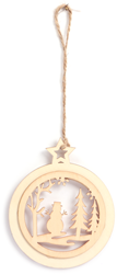 Graine Creative boule de Noël en bois bonhomme de neige 13x11 cm décoration
