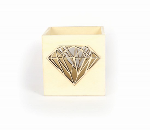 Graine Creative GC Houten Theelichthouder Diamant 10x10x10 cm