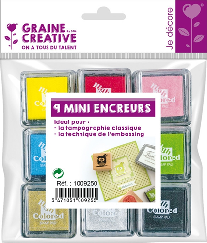 Graine Creative GC Inktkussens Set 3x3 cm 9 stuks