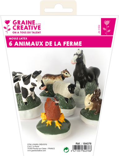 Graine Creative GC Latex Gietmal Boerderijdieren Set 6 stuks