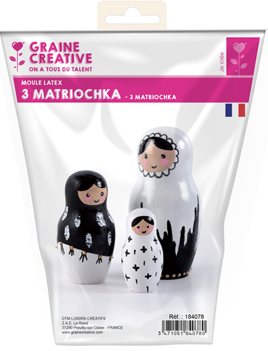 Graine Creative GC Latex Gietmal Matroesjka Poppen Set 3 stuks