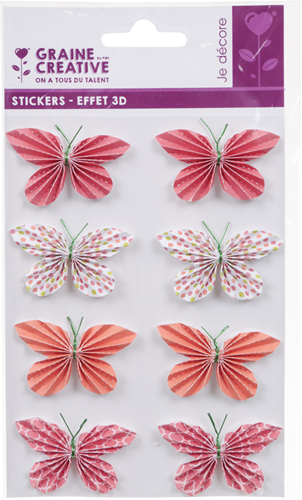 Graine Creative GC Papieren 3D Stickers Vlinders 25 mm 8 stuks