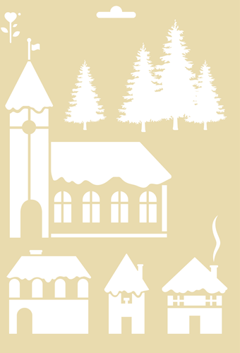 Graine Creative GC Sjabloon A4 Kerstdorp