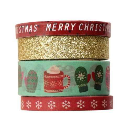 Graine Creative GC Washi Masking Tape Kerst 4 stuks
