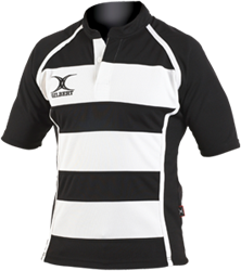 Gilbert rugbyshirt Xact II Hooped zwart-wit S sport polyester