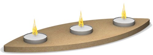 Gomille Gomille MDF 3 Waxinelicht Plank Ovaal 30x10 cm
