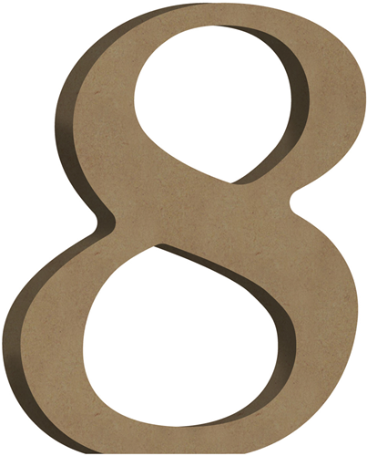 Gomille MDF cijfer 8 knutseldecoratie 8x10 cm speelgoed
