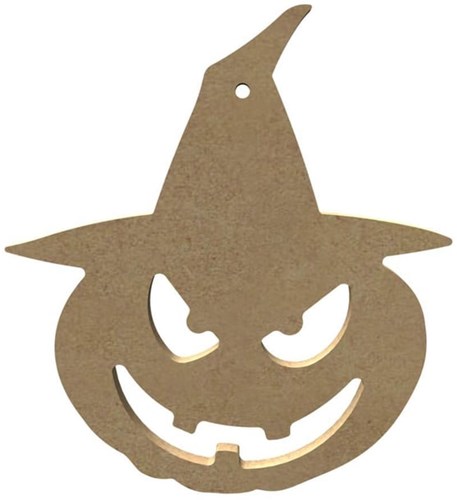 Gomille MDF figuur pompoen heks knutseldecoratie 14x12 cm Halloween