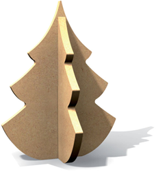 Gomille MDF figuur kerstboom knutselmateriaal 10 cm decoratie