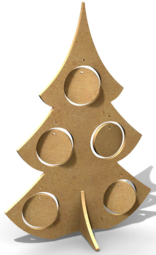 Gomille Gomille MDF Figuur Kerstboom met Ballen 38x26 cm