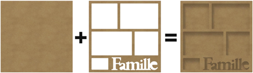 Gomille cadre photo famille MDF 40x40 cm décoration créative