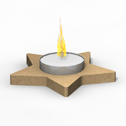 Gomille bougeoir en bois étoile 13x9 cm à décorer