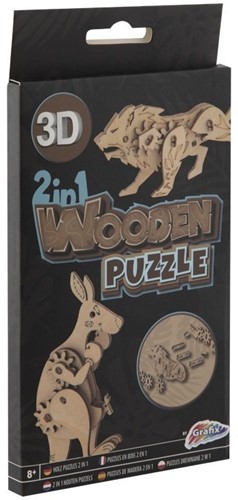 Grafix Grafix 2-in-1 Houten 3D Puzzel Leeuw en Kangoeroe