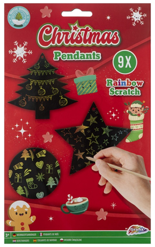 Merkloos Grafix Krasfolie Kerstornamenten Set 9 stuks