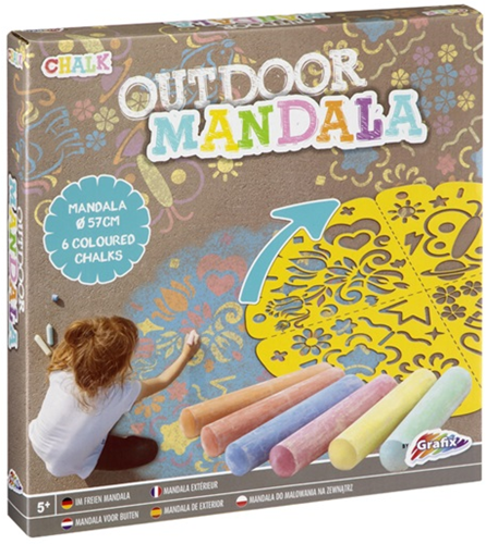Creative Craft Group stoepkrijt mandala set met sjabloon en 6 kleuren