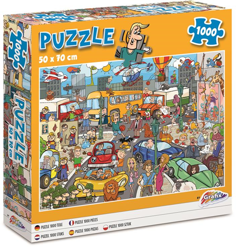 Merkloos Grafix Puzzel In de Stad 50x70 cm 1000 stukjes