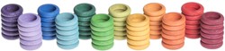 Grapat Houten Ringen Twaalfkleurig - 72 stuks