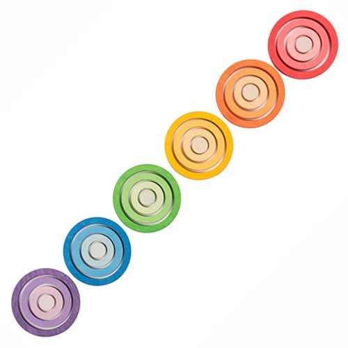 Grapat Houten 'Nest' Ringen Regenboogkleurig (24 st.)