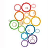 Grapat anneaux en bois jouet arc-en-ciel set 24 pièces éducatif-3