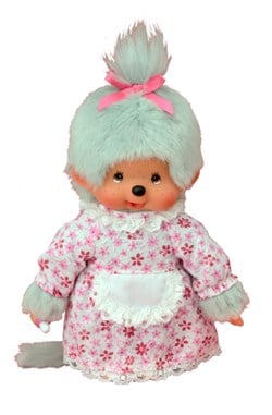 Monchhichi knuffel grootmoeder pop grijs pluche 20 cm origineel