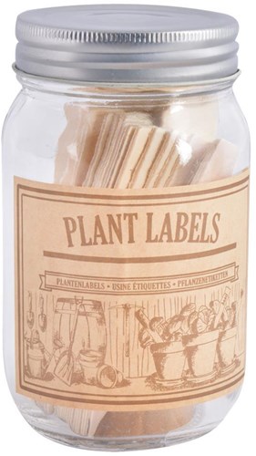 Esschert Design houten plantenlabels glazen pot tuinaccessoire