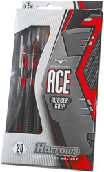 Harrows steeltip dartpijlen Ace rubbergrip messing 26g zwart rood