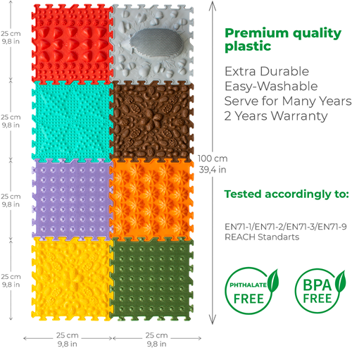 Ortoto Tapis de puzzle de massage sensoriel Herbe boîte 8 pièces-3