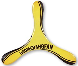 Boomerang Fan houten boemerang HELIX links 3-bladig 27cm 15m geel