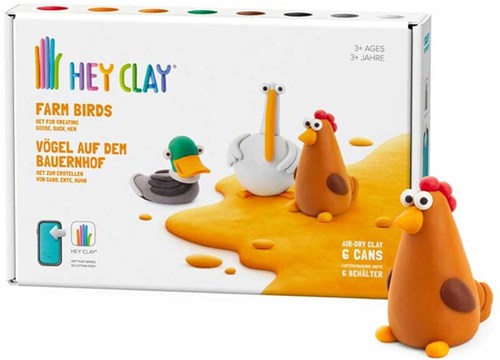 Tomy boetseerklei set - HEY CLAY boerderijvogels 6 potjes creatief speelgoed-3