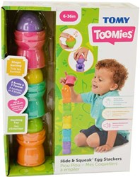 Tomy educatief speelgoed Hide & Squeak Egg Stackers multicolor