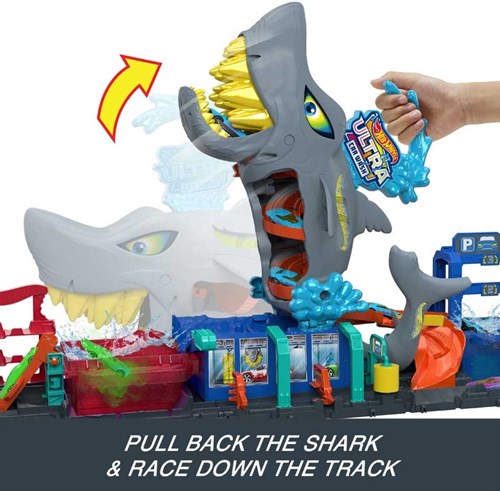Hot Wheels speelgoed Ultra Shark Car Wash - autowasstraat met auto-3