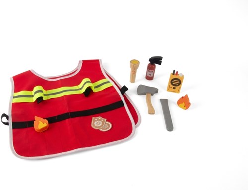 Dantoy set de pompier en bois dans une boîte 10 pièces pour enfants
