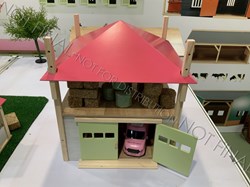 Kids Globe hooiberg hout speelgoed boerderij met berging 1:32 roze