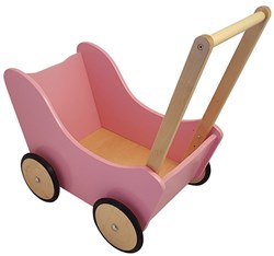 Planet Happy landau de poupée en bois rose et bois naturel pour enfants