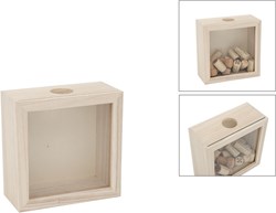 Hobbygroep tirelire cadre en bois - boîte à collectionner les bouchons 17x9x17 cm