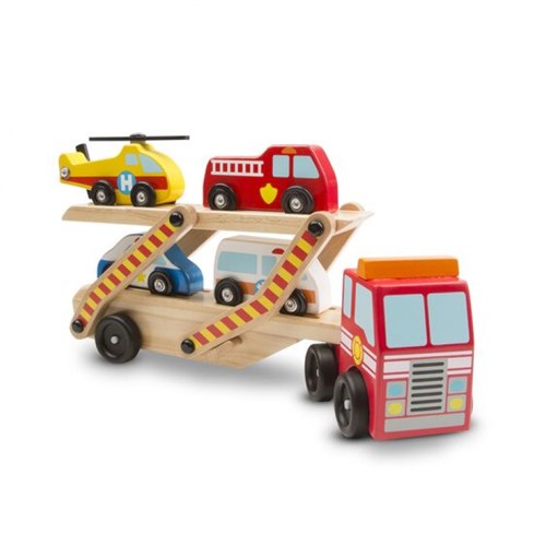Melissa & Doug Autovervoerder met noodvoertuigen
