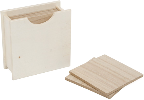 Hobbygroep set de dessous de verre en bois loisirs créatifs 11x11x4,5 cm 6 pièces