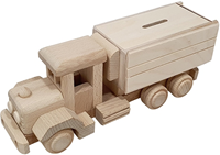 Hobbygroep tirelire camion en bois - tirelire créative en bois 25x8x9 cm