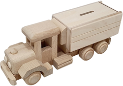 Hobbygroep tirelire camion en bois - tirelire créative en bois 25x8x9 cm