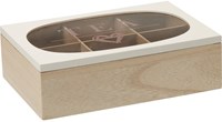 Home & Styling boîte à thé marron MDF verre 24x16cm coffret cuisine