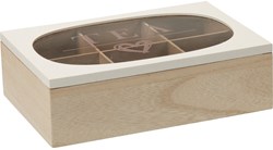 Home & Styling boîte à thé marron MDF verre 24x16cm coffret cuisine